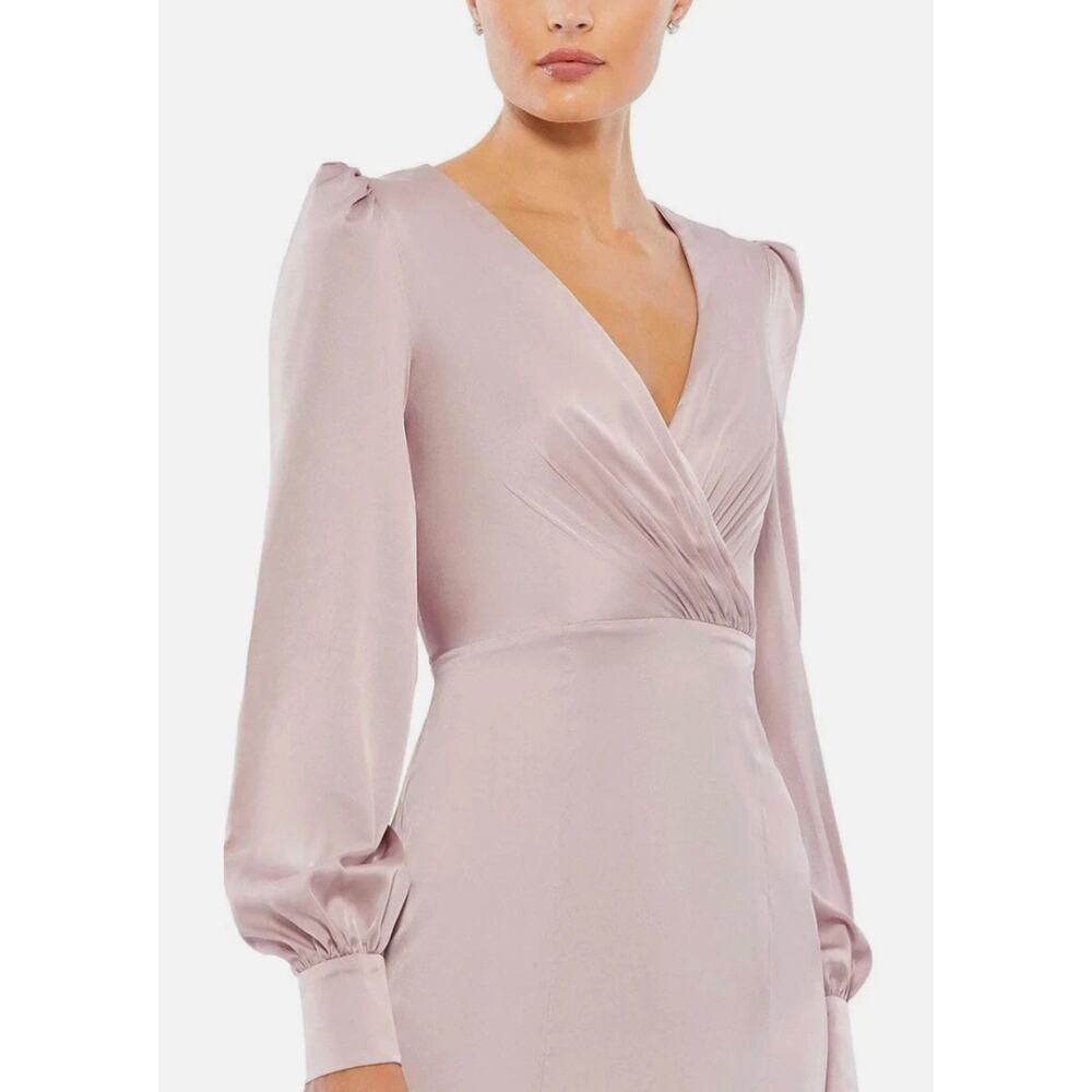 New with Tags IEENA Mac Duggal Dress 12 Blush Satin V Neck Formal Gown - Picture 4 of 16